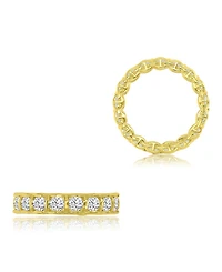 Macy's Cubic Zirconia Eternity Ring in 14k Yellow Gold Over Sterling Silver