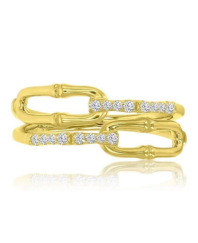 Macy's Elegant Cubic Zirconia Link Ring 14k Yellow Gold Over Sterling Silver