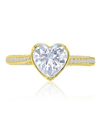 Macy's Heart-Shaped Cubic Zirconia Ring in 14k Yellow Gold Over Sterling Silver