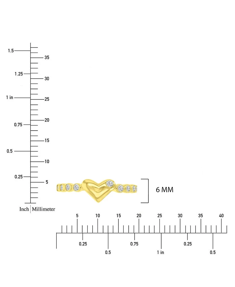 Macy's Cubic Zirconia Heart Ring in 14k Yellow Gold Over Sterling Silver