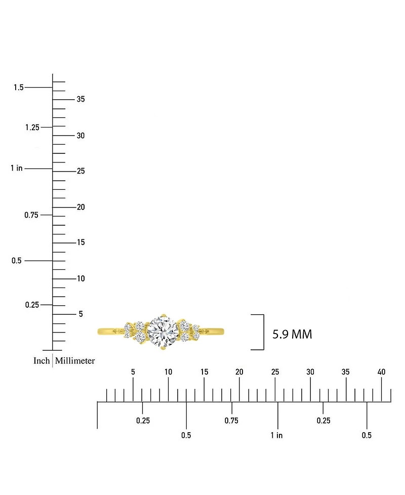 Macy's White Cubic Zirconia Ring in 14k Yellow Gold Over Sterling Silver