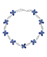 Macy's Created Blue & Ceylon Sapphire Flower Bracelet in Rhodium Over Sterling Silver