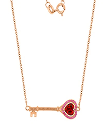 Macy's Ruby Key Necklace in 14k Rose Gold Over Sterling Silver
