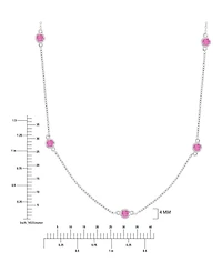 Macy's Pink Sapphire Station Necklace in Rhodium Over Sterling Silver