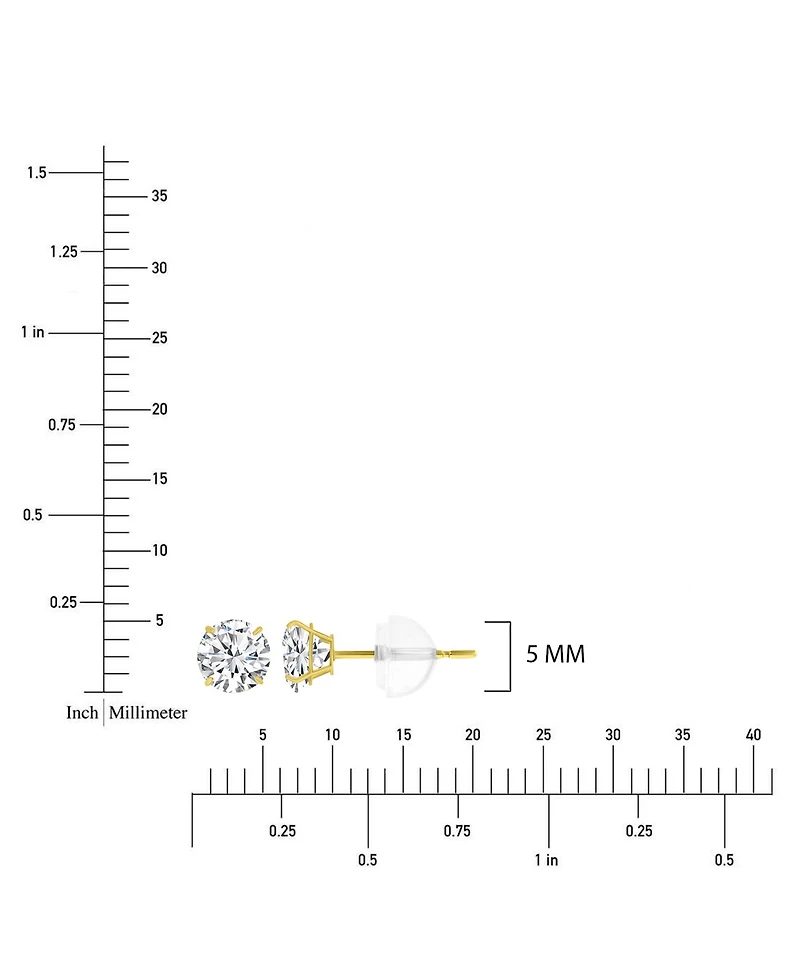 Macy's White Swarovski Zirconia Solitaire Earrings in 14k Yellow Gold
