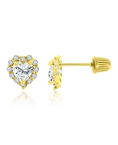 Macy's Heart Cut Halo Stud Earrings in 14k Yellow Gold