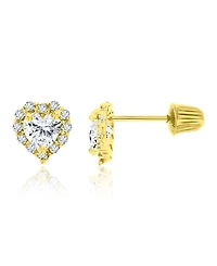 Macy's Heart Cut Halo Stud Earrings in 14k Yellow Gold