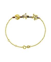 Macy's Starfish & Sea Turtle Bracelet in 14k Yellow Gold Over Sterling Silver