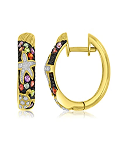 Macy's Starfish & Sea Turtle Huggie Earrings in 14k Yellow Gold Over Sterling Silver