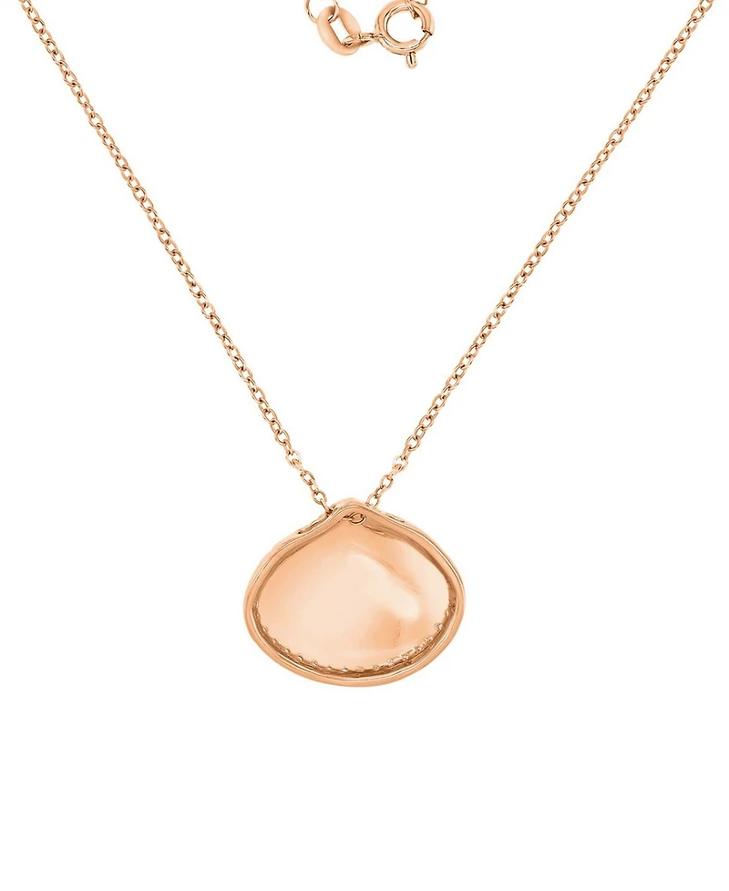 Macy's Diamond Accent Textured Seashell Necklace in 14k Rose Gold Over Sterling Silver