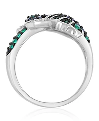 Macy's Created Emerald & Sapphire Seahorse Ring Black Rhodium Over Sterling Silver