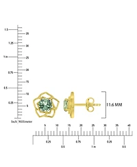 Macy's Created Green Sapphire Flower Stud Earrings in 14k Yellow Gold Over Sterling Silver