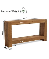 Tribesigns Solid Wood Console Table with Storage, 63-Inch Farmhouse Entryway Table, 2-Tier Narrow Sofa Console Behind Couch