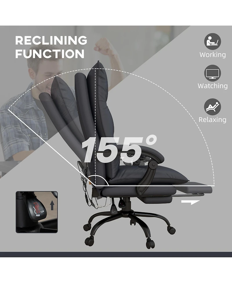 Vinsetto Microfiber Office Chair with Massage, Heat, Footrest