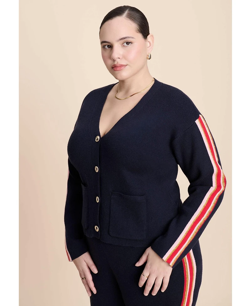 Eloquii Women's Lurex Stripe Cardigan