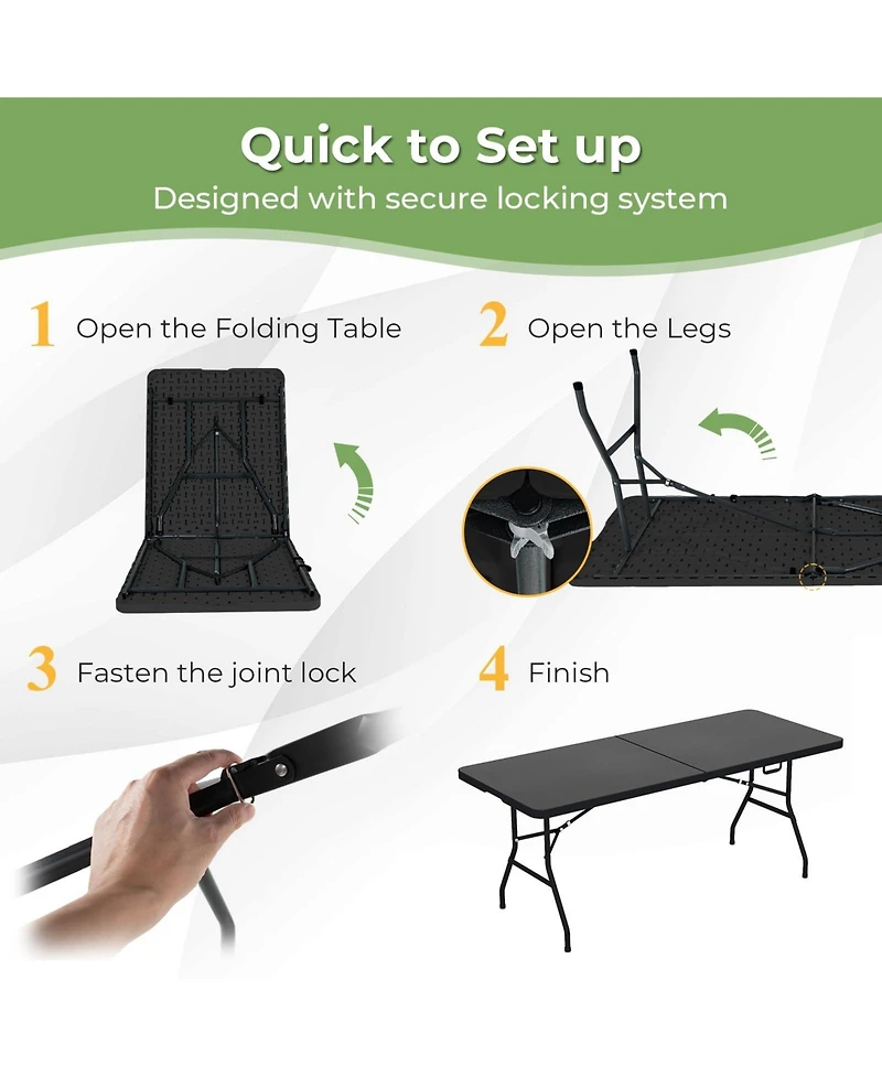 Mecale Portable Folding Camping Table with Carry Handle, Picnic Outdoor Table