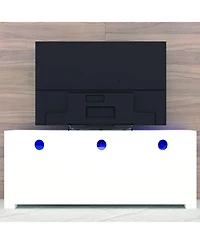gaomon Floating Tv Stand with Led Light, Wall Mounted Entertainment Center for Televisions up to 60", Led Tv Stand with 2 Cabinet