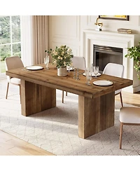 Tribesigns 63" Solid Wood Heavy Duty Wooden Legs Dining Table