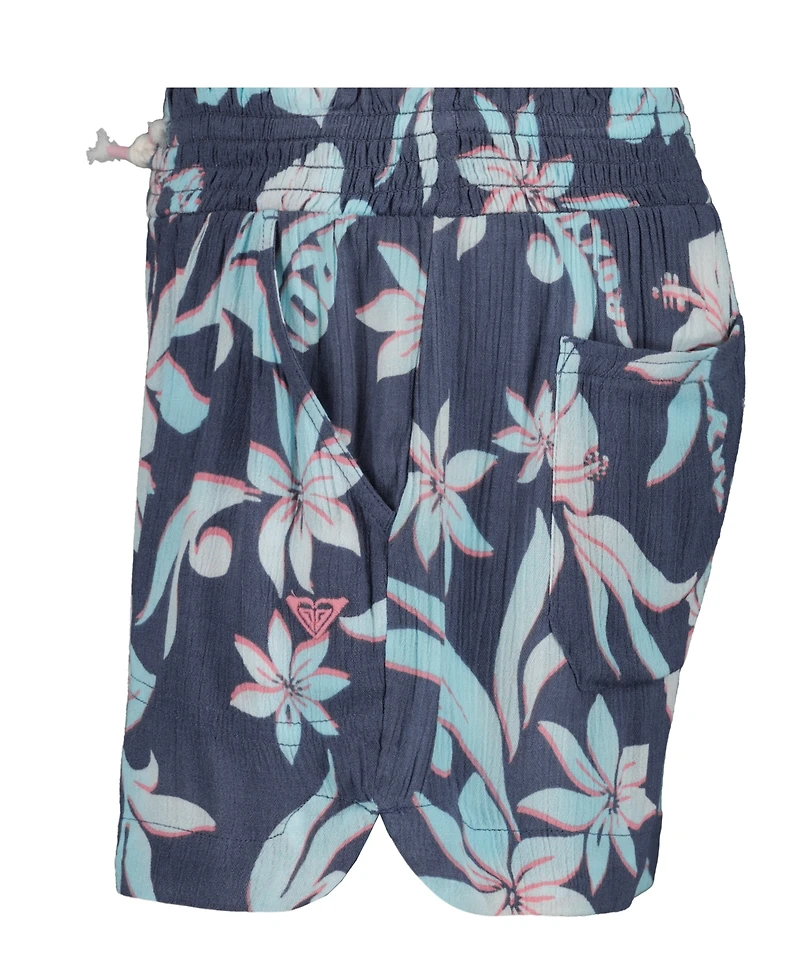 Roxy Girls' 7-16 Smocked Elastic Waistband Shorts