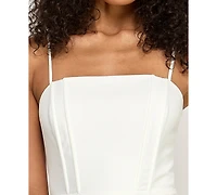 City Studios Junior's Ruffle Hem Square Neck Dress