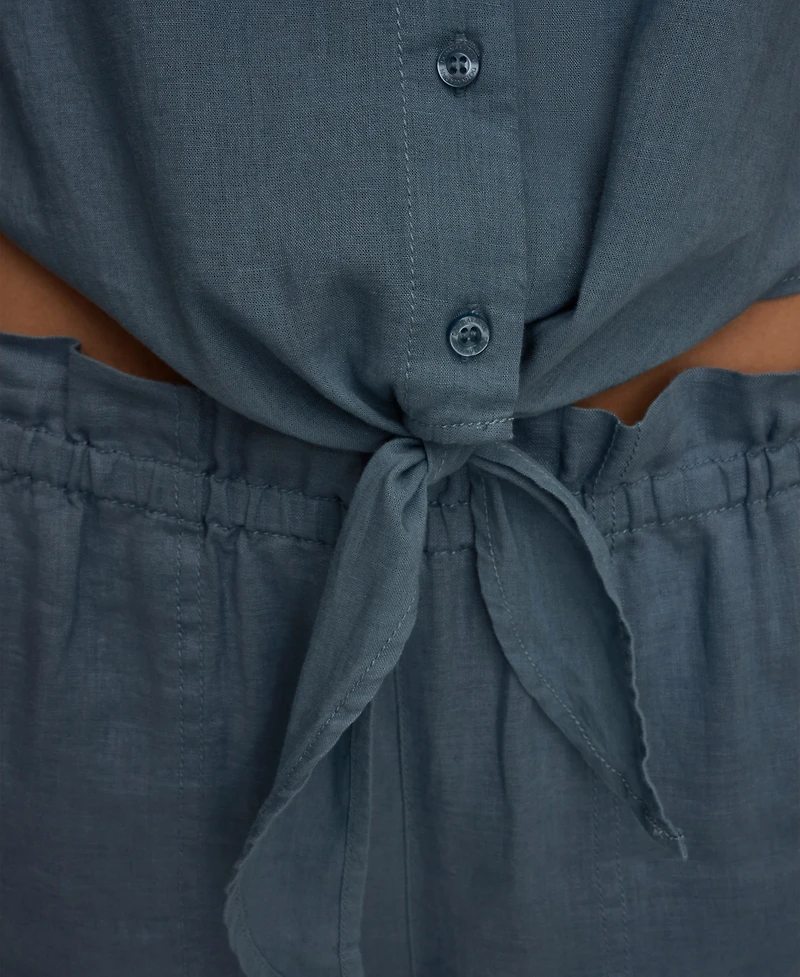 Donna Karan Weekend Women's Roll-Tab Sleeve Tie-Front Blouse