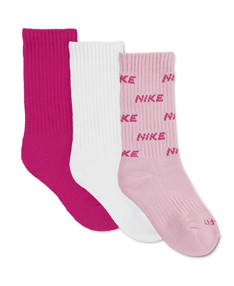 Nike Kids' 5-7 Embroidered Logo Crew Socks, 3-Pack