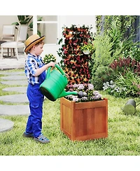 Slickblue Wooden Raised Garden Bed Planter with Trellis for Outdoors