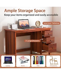 Mecale Home Office Computer Desk with 3 Drawers and Spacious Desktop, Study Workstation