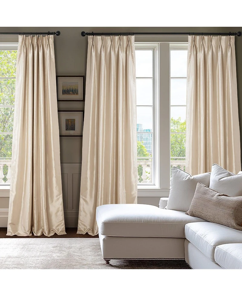 Half Price Drapes French Pleat Faux Silk Taffeta Curtain