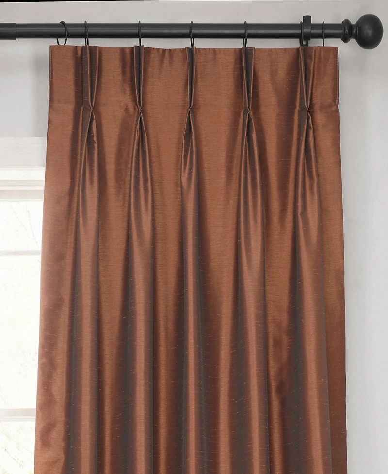 Half Price Drapes French Pleat Vintage Textured Faux Dupioni Silk Blackout Curtain