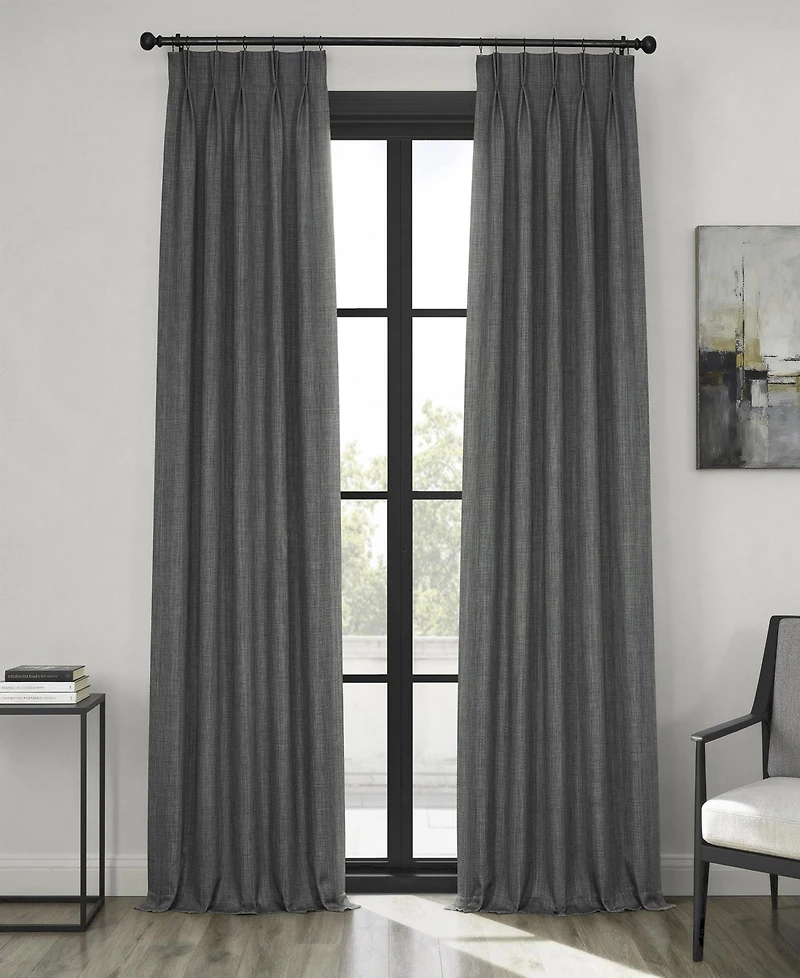 Half Price Drapes French Pleat Textured Faux Linen Room Darkening Curtain
