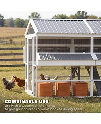 PawHut Chicken Coop, Wooden Hen House with Feeders and Nesting Boxes