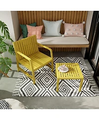 Flynama 2 Piece Indoor Outdoor Furniture Set with Chair Coffee Table Waterproof Pp Material Easy Assembly Patio Conversation Set