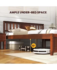 Sugift Platform Bed with Headboard and Slat Support