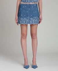 Avec Les Filles Women's Scallop Hem Mini Skirt