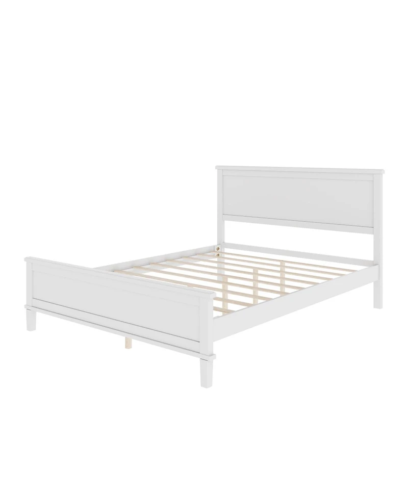 Streamdale Furniture Mid-Century Wood Platform Bed with Headboard - No Box Spring Needed, Queen Size
