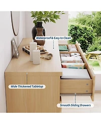 gaomon 47'' modern dresser with 7 drawers and gold handles—stylish storage for bedroom, living room, hallway, or entryway.