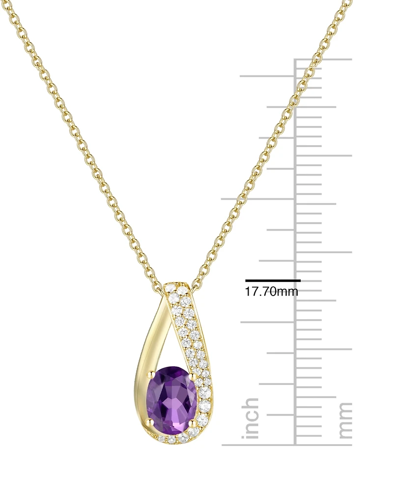 Macy's Citrine (3/4 ct. t.w.) & Lab Grown White Sapphire (1/6 Pendant Necklace 14k Gold Over Sterling Silver (also Silver)