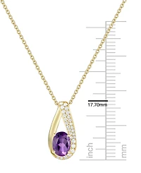 Macy's Citrine (3/4 ct. t.w.) & Lab Grown White Sapphire (1/6 Pendant Necklace 14k Gold Over Sterling Silver (also Silver)