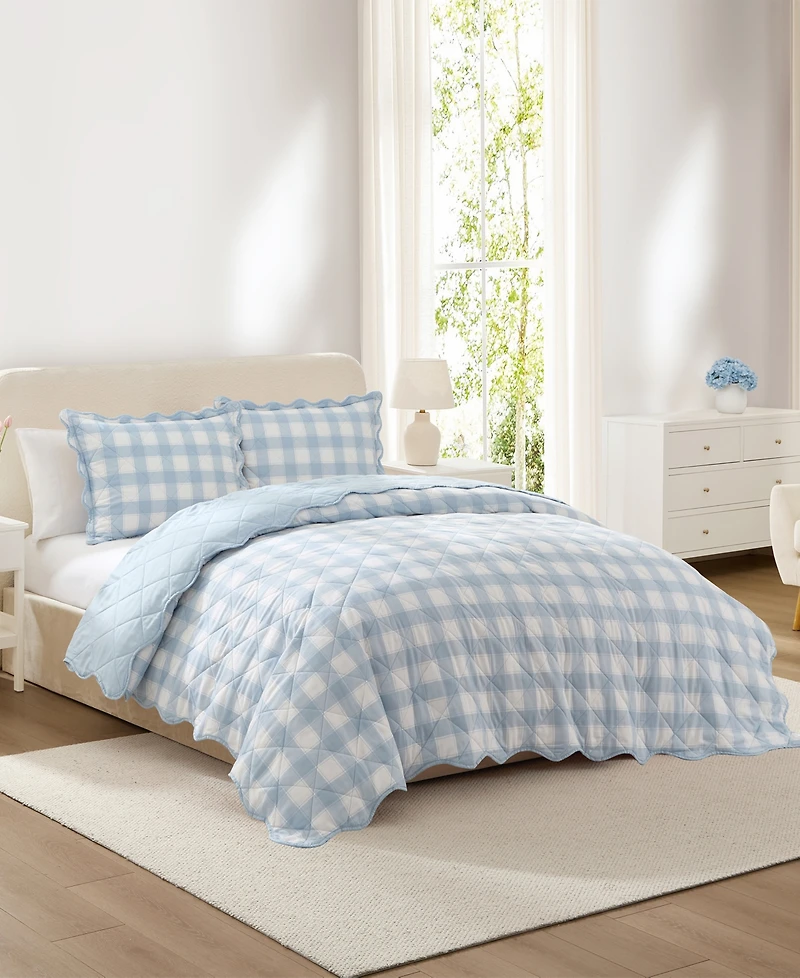 Hallmark Checkered Bliss 3-Pc. Scalloped Quilt Set