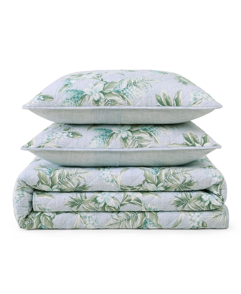 Tommy Bahama Home Floral Enchantment Cotton Reversible 3-Pc. Quilt Set, Full/Queen
