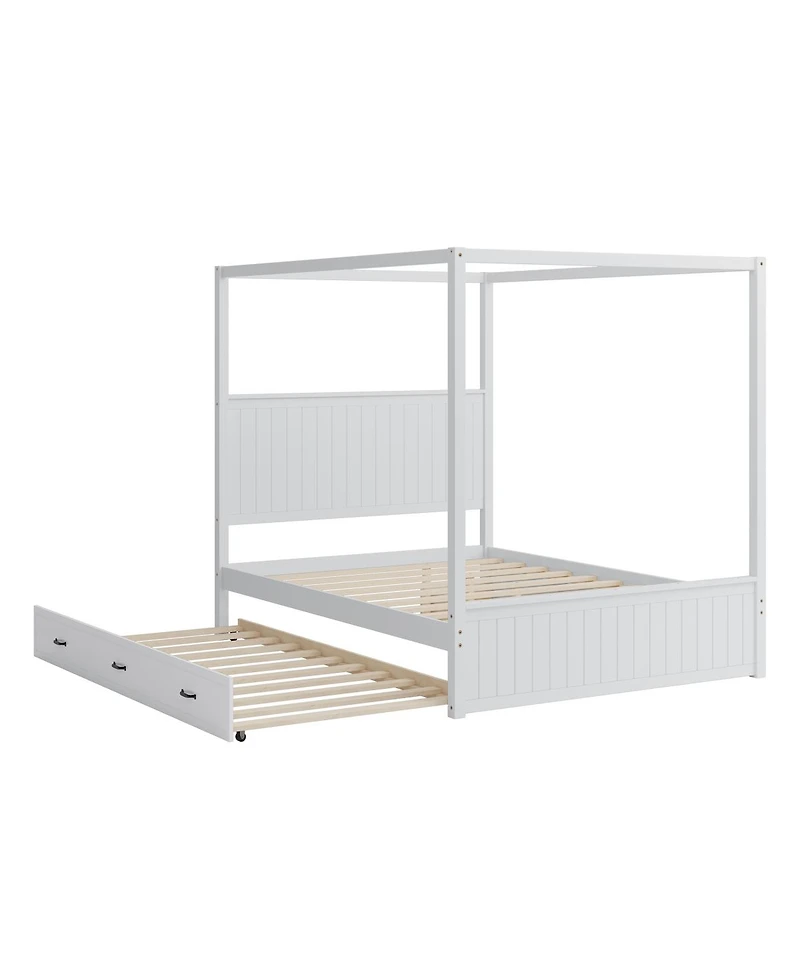 Streamdale Furniture Streamdale Modern Queen Size Canopy Platform Bed with Trundle and Three Storage Drawers
