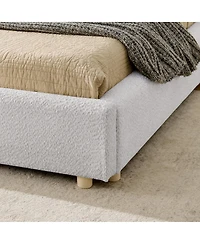 Streamdale Furniture King Size Beige Upholstered Bed Frame with Curved Headboard