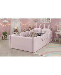Streamdale Furniture Twin Upholstered Platform Bed with Rabbit Cushion & Removable Rails