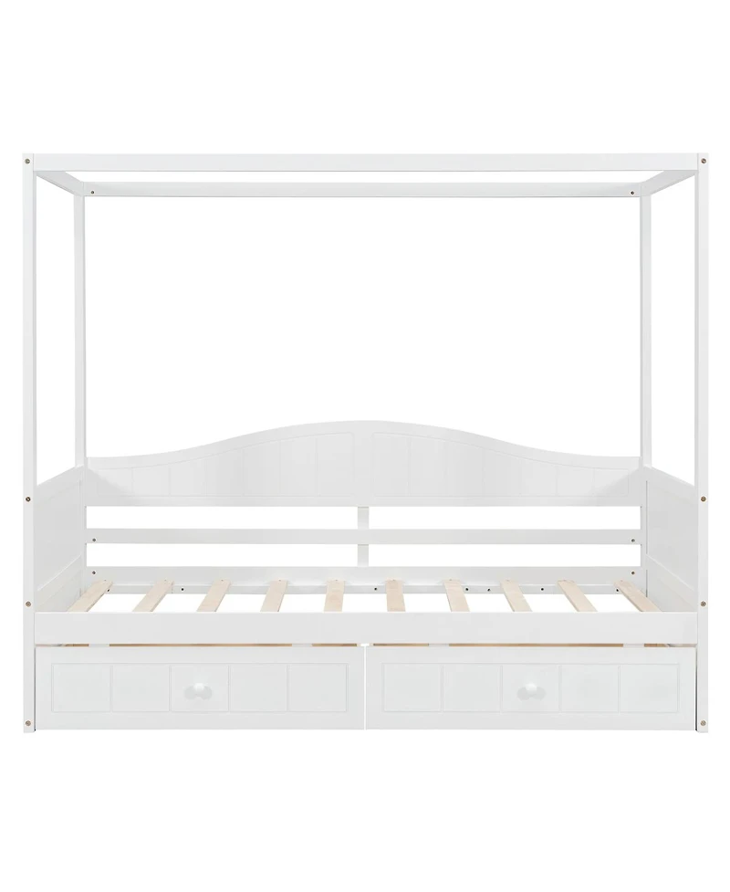Streamdale Furniture Twin Size Canopy Day Bed with 2 Drawers