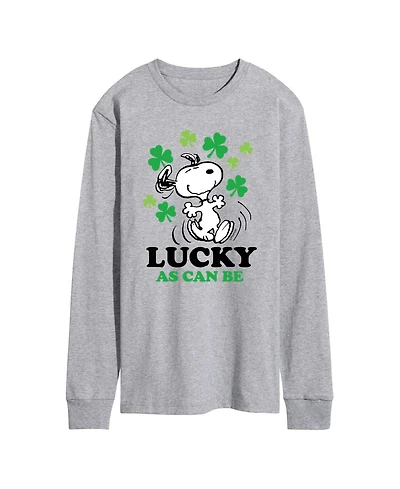 Airwaves Men's Peanuts Snoopy Lucky as can be St. Patrick's Day Long-Sleeve Graphic T-Shirt