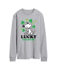 Airwaves Men's Peanuts Snoopy Lucky as can be St. Patrick's Day Long-Sleeve Graphic T-Shirt
