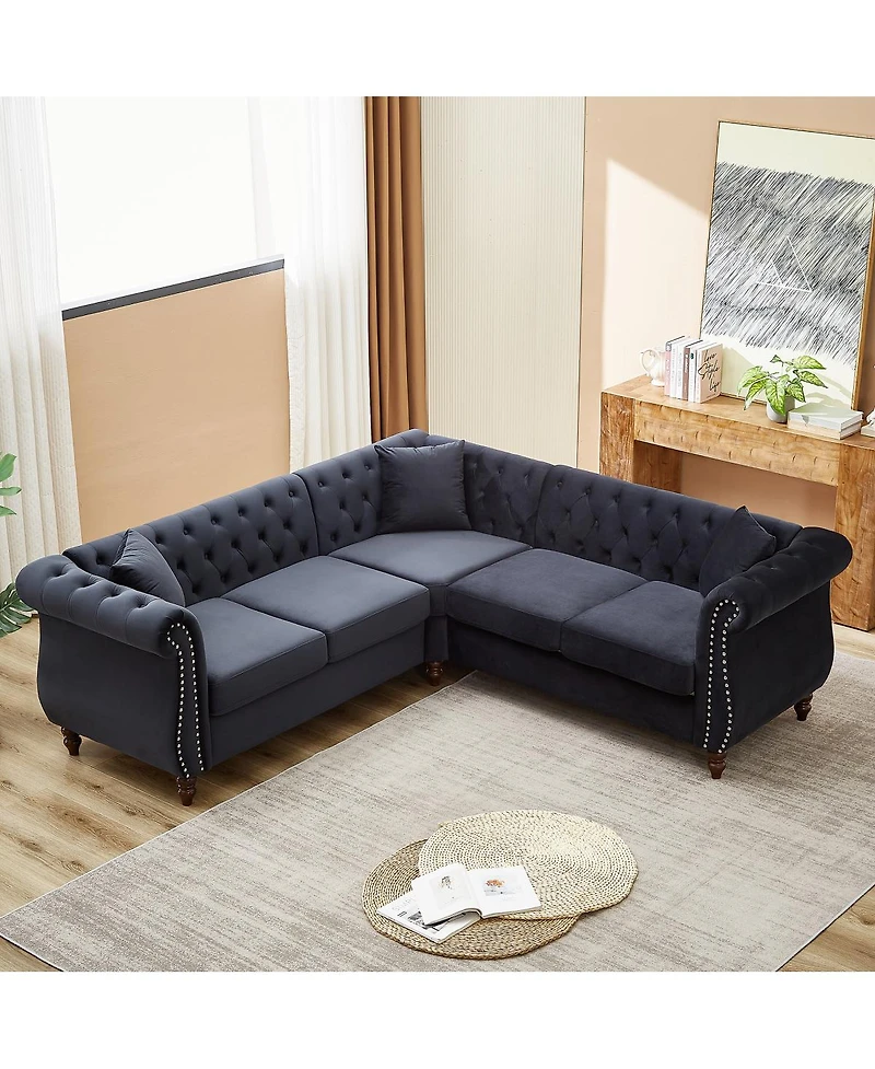Streamdale Furniture 83.5" Oversized L-Shaped Sectional Sofa, 5-Seater Couch with 3 Pillows