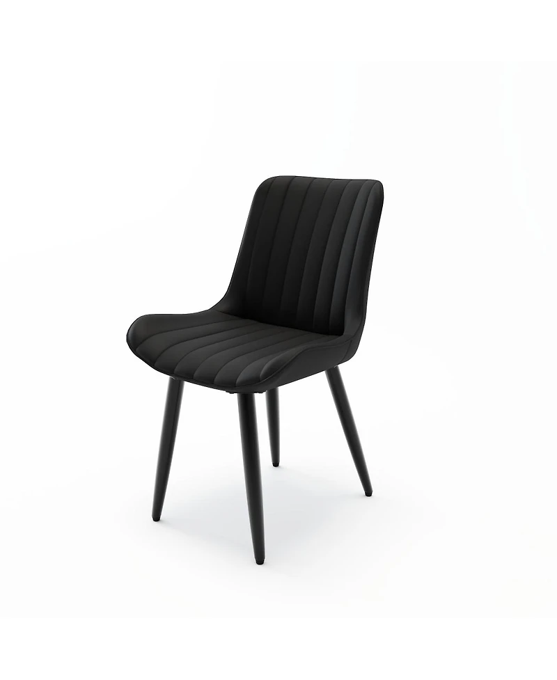 Streamdale Furniture Streamdale Set of 2 Modern Pu Leather Dining Chairs with Thick Cushions & Metal Legs