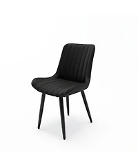 Streamdale Furniture Streamdale Set of 2 Modern Pu Leather Dining Chairs with Thick Cushions & Metal Legs